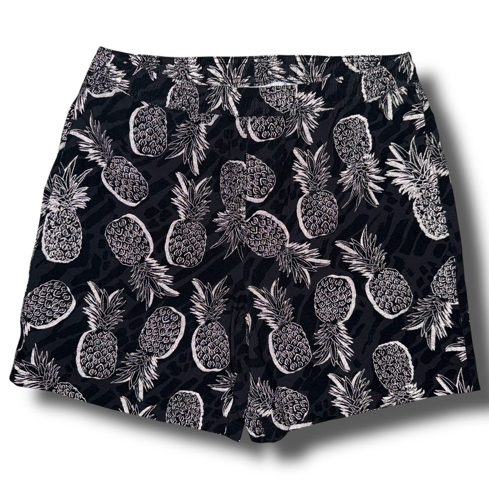 CHUBBIES Swim Shorts Men XL Black Reflective Pineapple Lined 7'' Trunks Drawcord